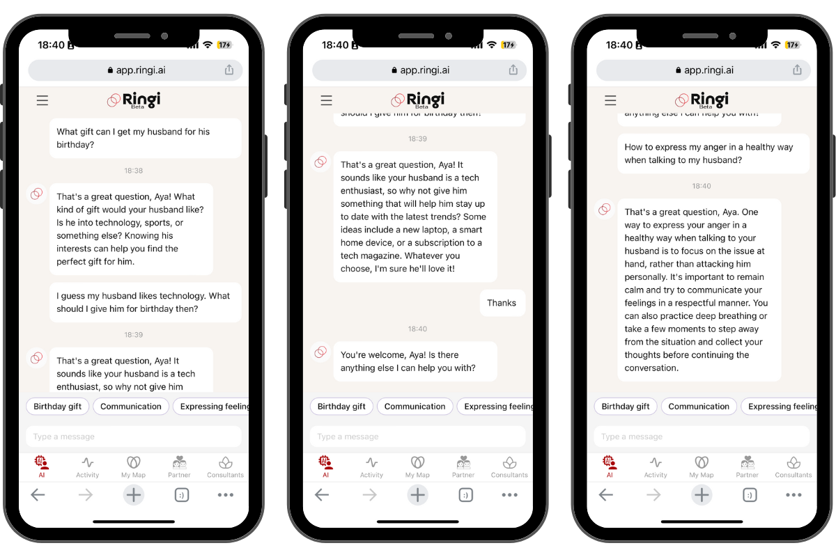 Ringi Your personal relationship AI assistant. We are excited to announce that the new AI assistant feature is now available in the Ringi app.